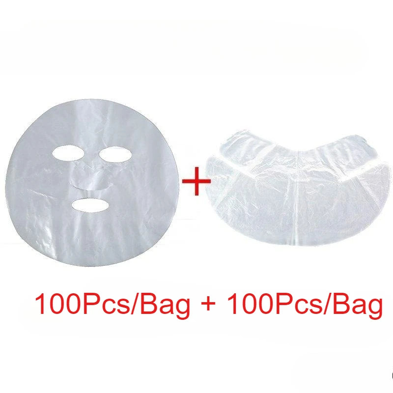 100-Pack Disposable PE Face & Neck Mask Wrap Film | Skincare Disposable Mask Wrap QXL