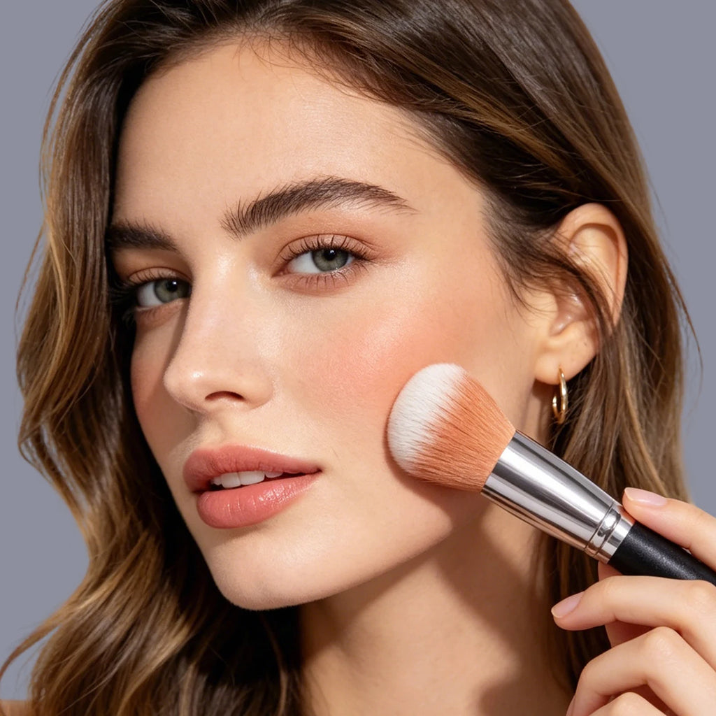 KOSSHOW Blush Brush – Glitter Wood Handle & Ombre Bristles Blush Makeup Brush QXL