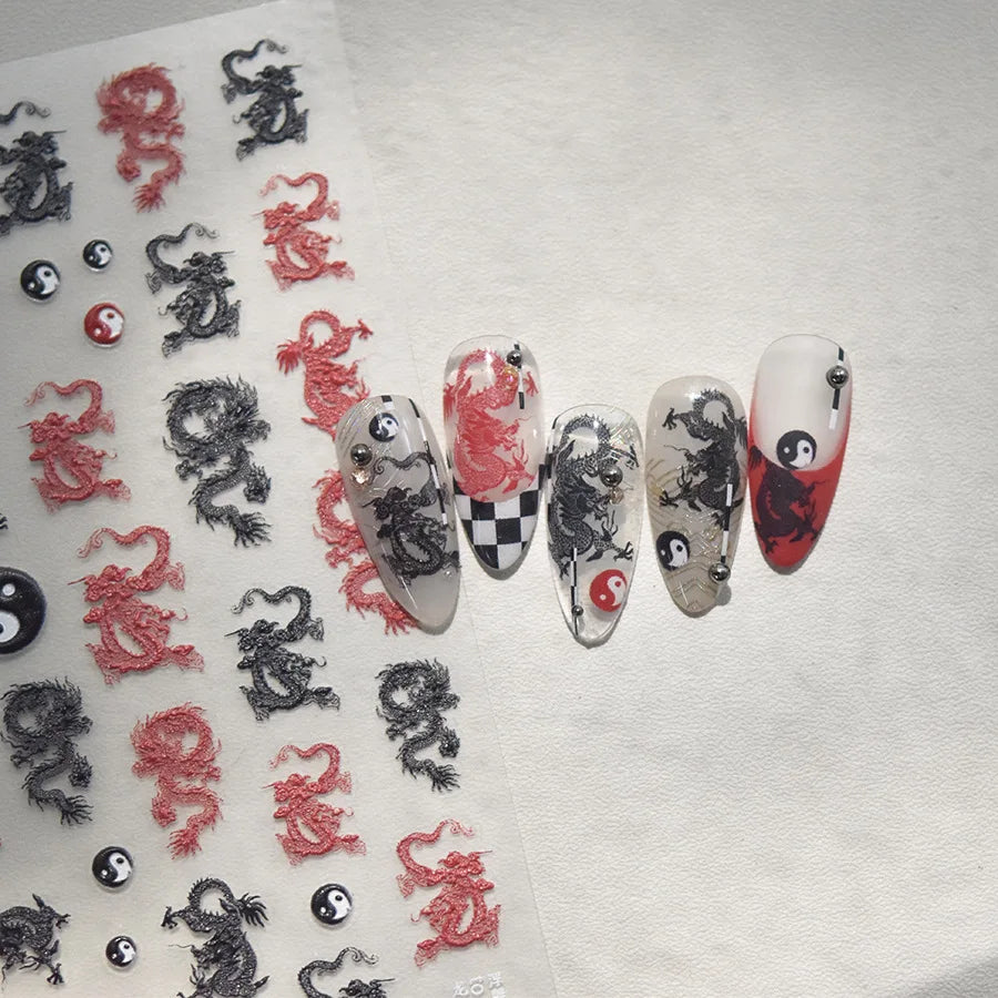 5D Self-Adhesive Nail Art Stickers – Dragon & Shell Decals Nail Art Stickers QXL