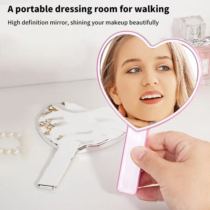 Heart-Shaped Handheld Makeup Mirror | Compact Vanity Mirror Handheld Makeup Mirror QXL