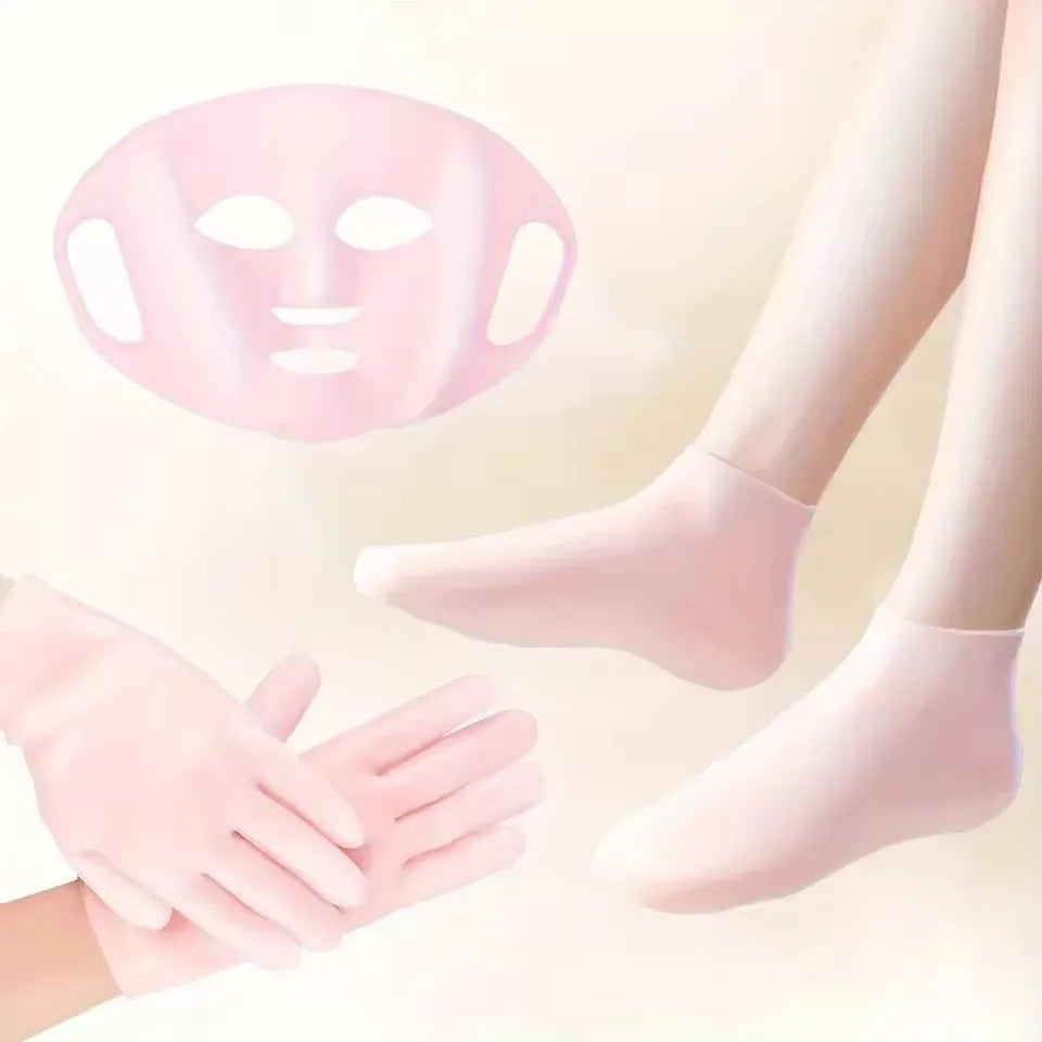 3-Piece Silicone Face, Hand & Foot Mask Cover Set Silicone Mask Cover QXL