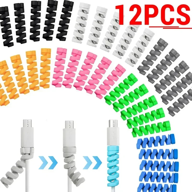 Silicone Spiral Cable Protector & Winder | 1–12 Pack Cable Protector QXL