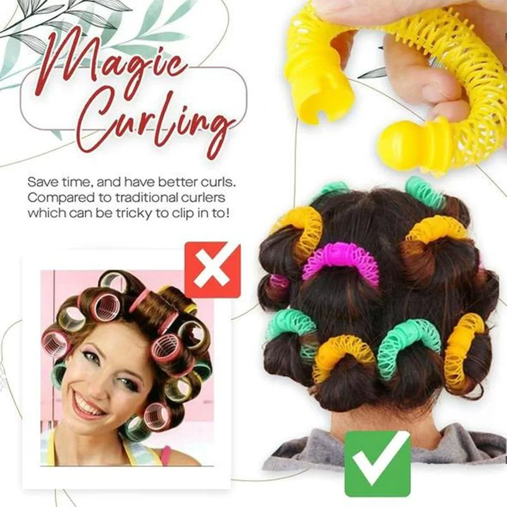 No-Heat Hair Rollers | Bendy Spiral Curl DIY Styling Kit Heatless Hair Rollers QXL