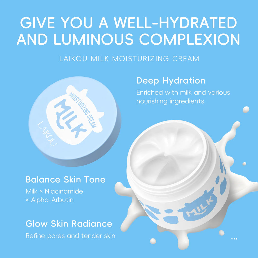 LAIKOU Milk Extract Moisturizing Facial Cream 25g Travel Size Facial Moisturizer Cream QXL