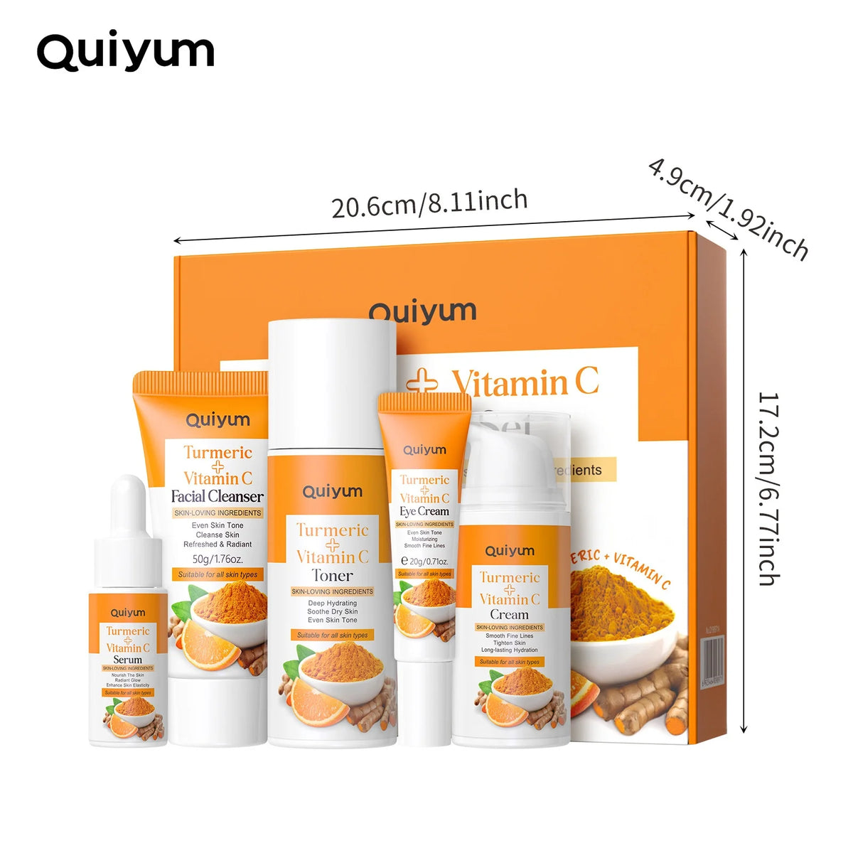 QUIYUM Turmeric Vitamin C 5-Piece Facial Skincare Set Facial Skincare Set QXL 01