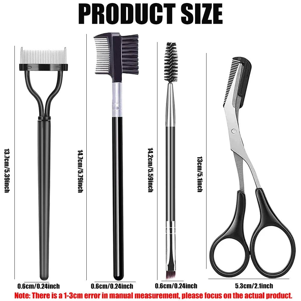 3/5-Pc Eyebrow Brush & Lash Separator Set with Scissor Eyebrow Brush Set QXL