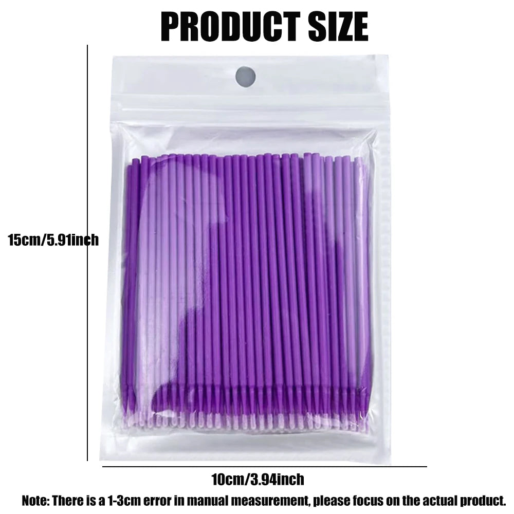 500/1000-Pack Crystal Micro Brushes for Eyelash & Makeup Use Disposable Micro Brushes QXL