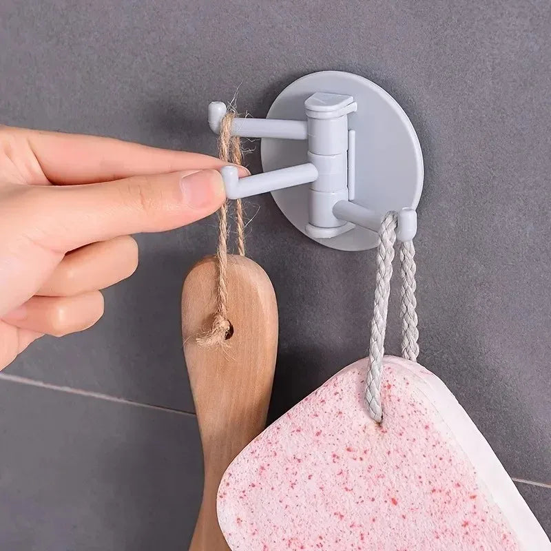 3-Arm Rotatable Self-Adhesive Wall Hooks | No-Drill Sticky Hook Self-Adhesive Hook QXL
