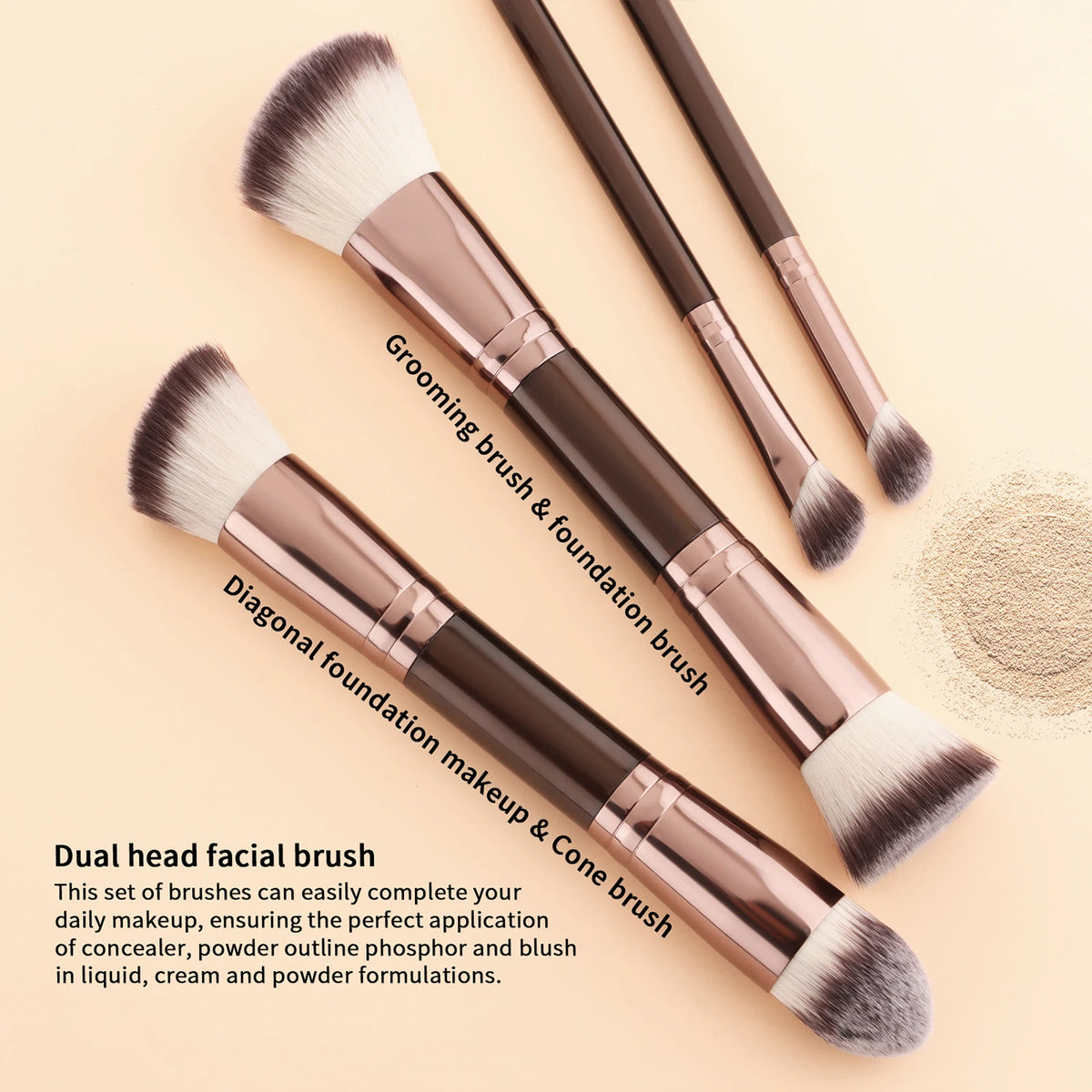 Ronshadow 4-Pc Double-Ended Makeup Brush Set | Face & Eye Makeup Brush Set QXL