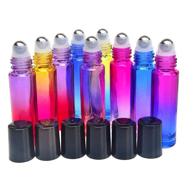5-Pack 10ml Gradient Glass Roller Bottles for Essential Oils Glass Roller Bottles QXL