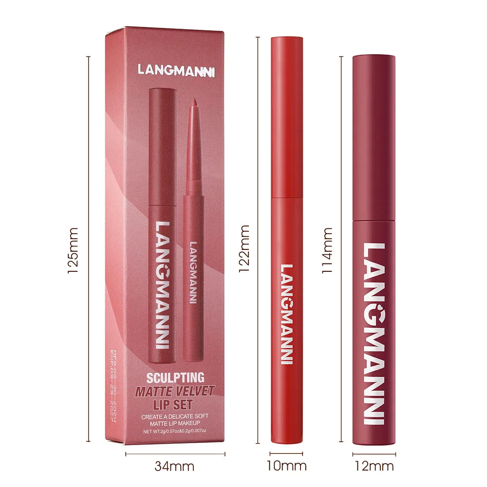 Matte Lipstick & Lip Liner 2-in-1 Set | 24 Shades Long-Lasting Lip Makeup Set QXL