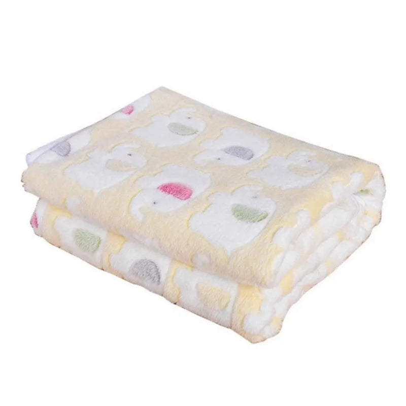 Soft Coral Fleece Pet Blanket for Dogs & Cats | 3 Sizes Pet Blanket QXL Yellow M