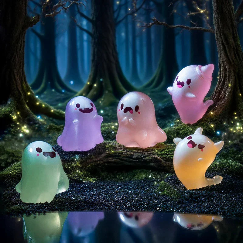 6-Pack Glow-in-the-Dark Halloween Ghost Resin Figurines Halloween Figurines QXL