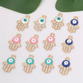 10-Pack Golden Hamsa Hand Evil Eye Charm Pendants 14x21mm Jewelry Making Charms QXL Default Title