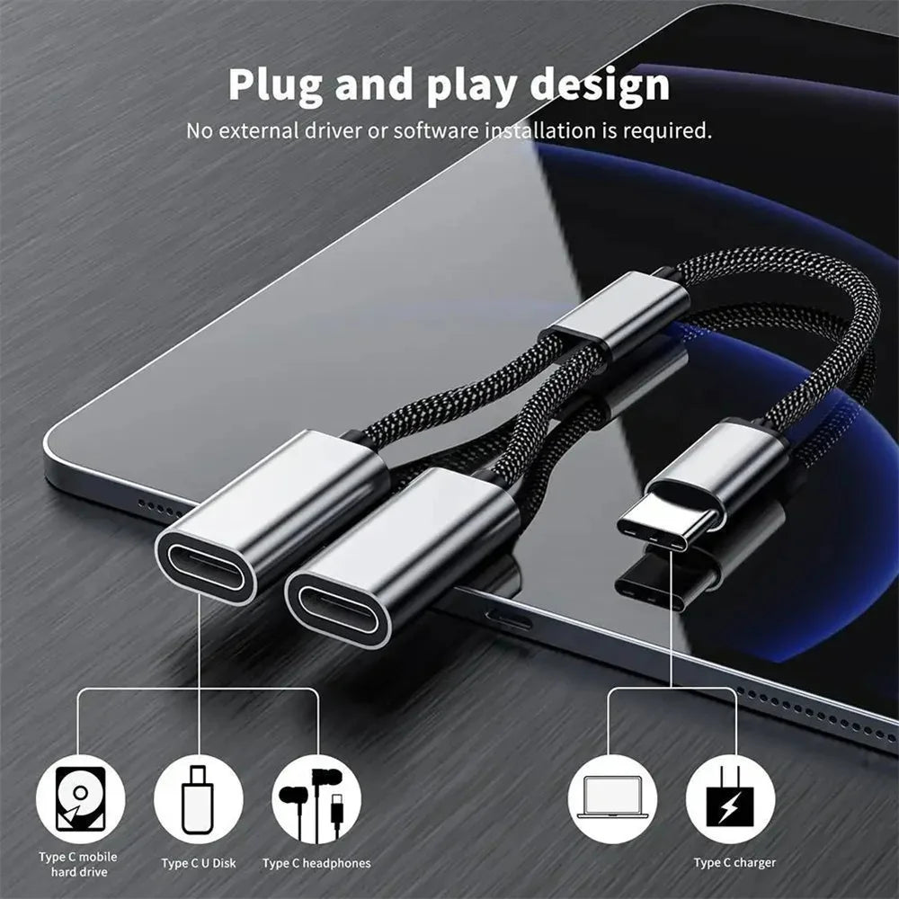 4-Port USB-C Hub Splitter | USB 3.0 OTG Adapter for Laptop USB-C Hub QXL