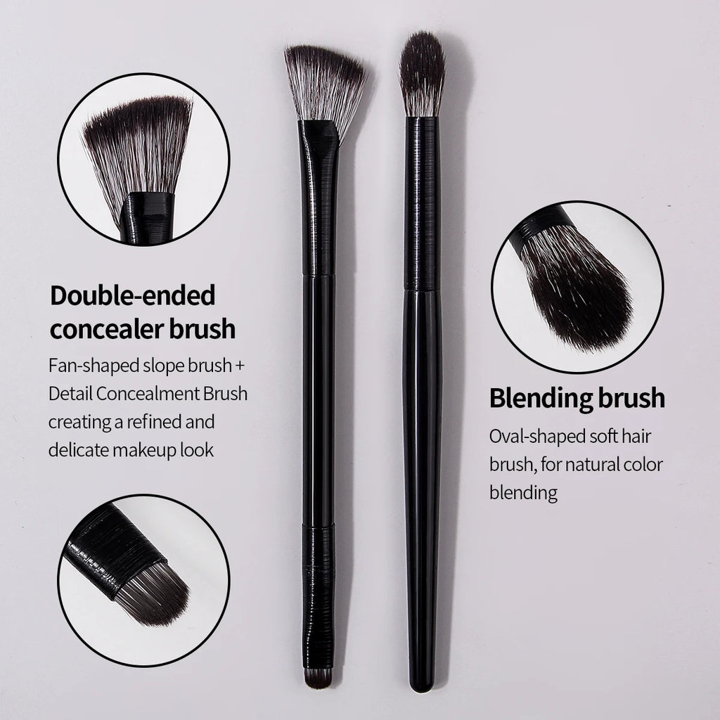 2-Pack Dual-End Concealer & Eyeshadow Blending Brush Set Makeup Brush Set QXL