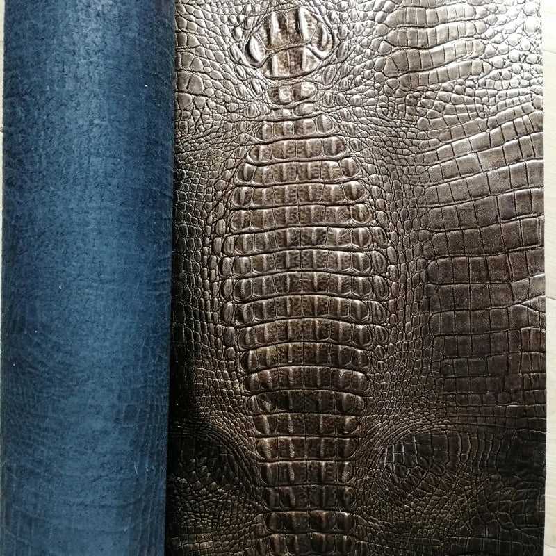 1mm Crocodile Grain Cowhide Leather Sheet | Golden Brown DIY Leather Craft Sheet QXL