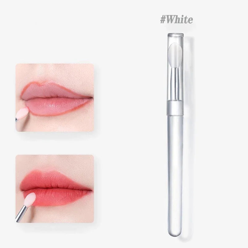 Silicone Lip & Eyeshadow Brush with Dustproof Cover Silicone Lip Brush QXL White