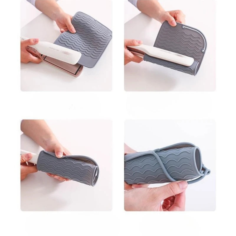 Silicone Heat Resistant Mat & Pouch for Flat Irons | 450°F Hair Tool Mat QXL