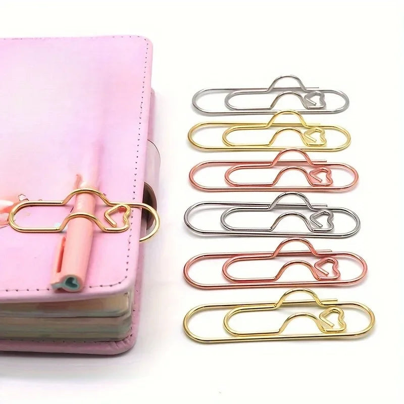 4-Pack Love Heart Pen Clips for Notebooks & Planners Pen Clip Holder QXL