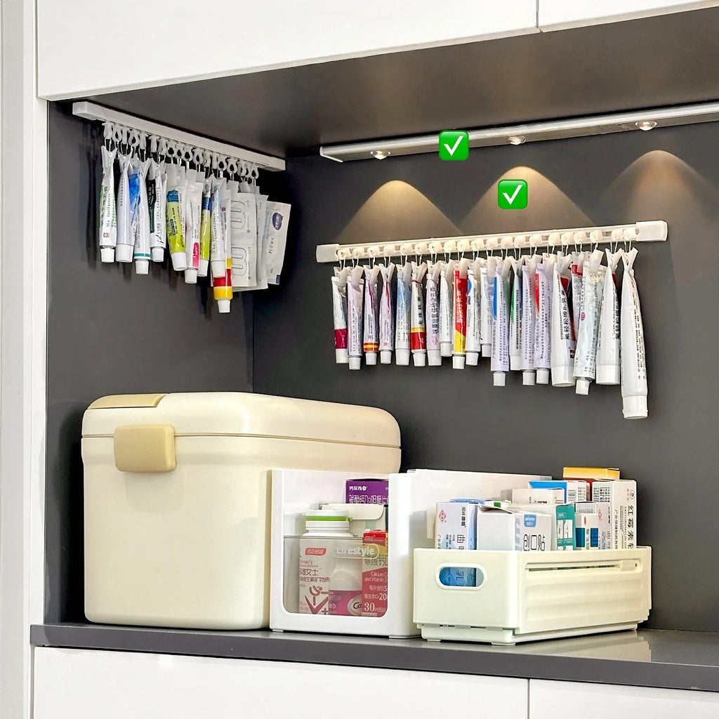 20-Clip Hanging Slide Rail Storage Rack | Door Cabinet Organizer Hanging Storage Rack QXL