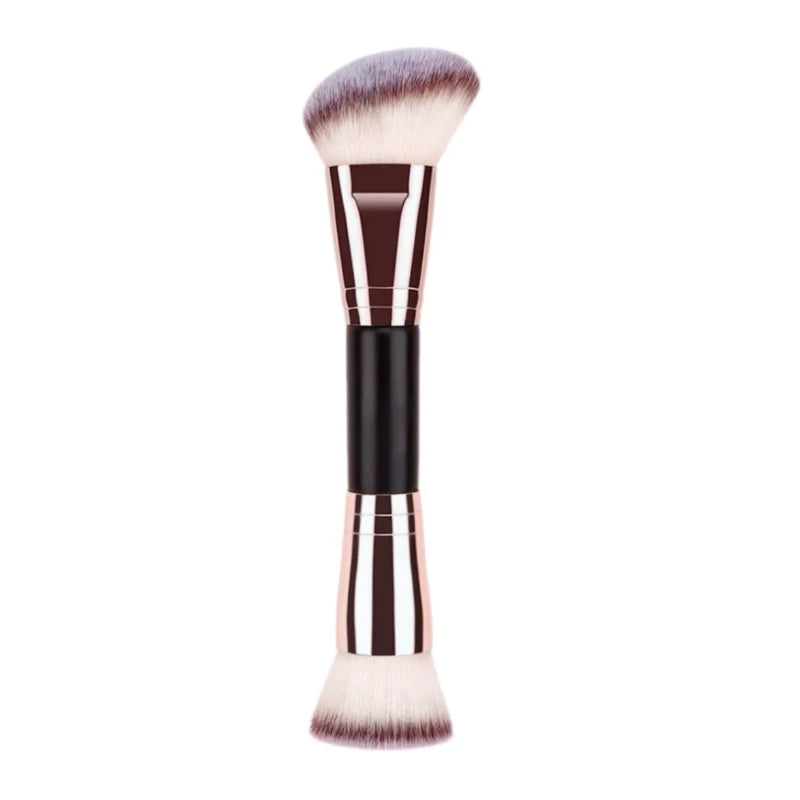 2-Pack Double-Ended Makeup Brush Set | Foundation & Contour Makeup Brush Set QXL Rose gold A