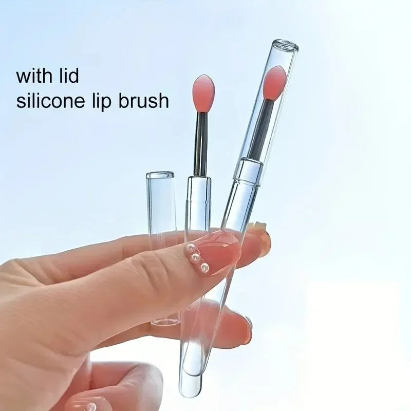 8-Pack Silicone Lip Brushes with Lid | Lip Gloss Applicator Lip Brush Set QXL