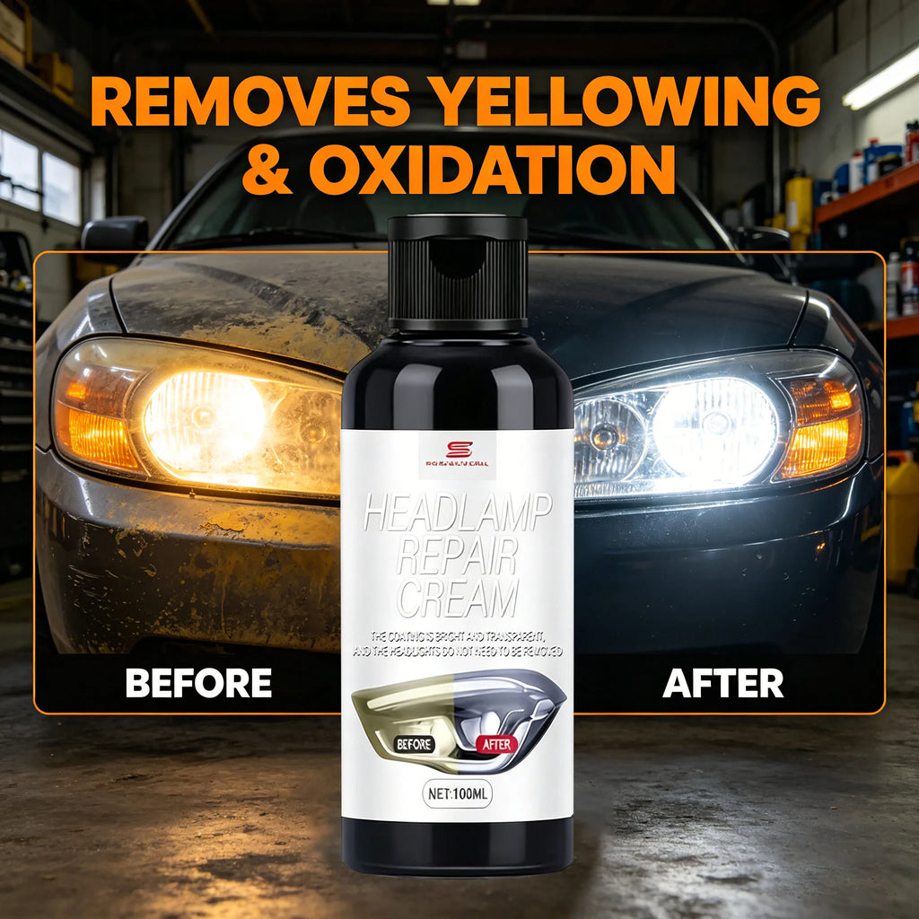 Car Headlight Restoration Cream & Applicator Sponge – Clear Coat Headlight Restoration Kit QXL