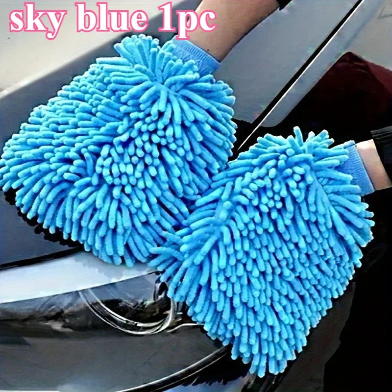 Microfiber Car Wash Glove | Paint-Safe Cleaning Mitt Car Wash Mitt QXL sky blue 1pc
