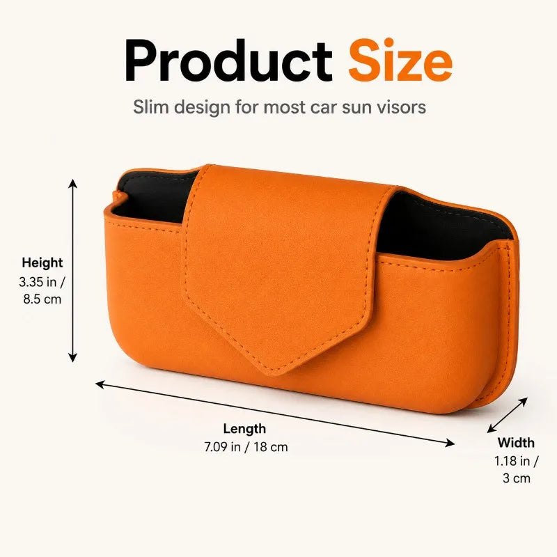 Car Sun Visor Glasses Case | Magnetic Leather Eyewear Holder Car Visor Glasses Holder QXL