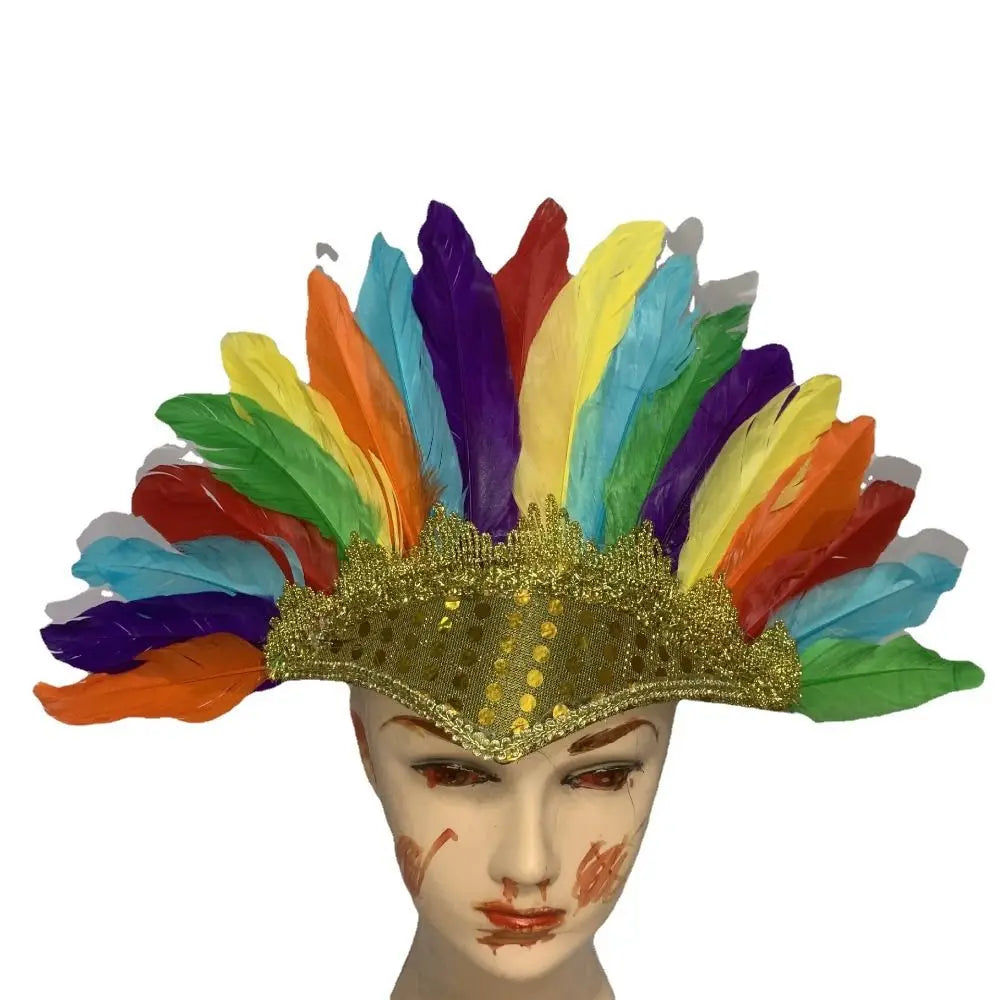 Colorful Feather Headdress | Adjustable Carnival Costume Costume Headdress QXL