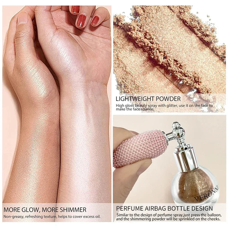 VERONNI Body Shimmer Spray Powder | Glitter Highlight Makeup Body Shimmer Spray QXL