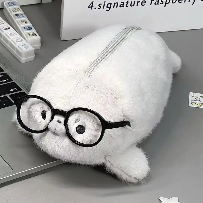 Plush Seal Pencil Case | Large Capacity Cute Stationery Bag Novelty Pencil Case QXL