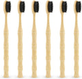 5-Pack Eco Bamboo Toothbrushes | Charcoal Bristles Adult Bamboo Toothbrush Set QXL 5pcs Black