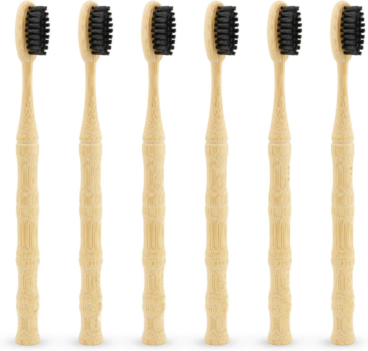 5-Pack Eco Bamboo Toothbrushes | Charcoal Bristles Adult Bamboo Toothbrush Set QXL 5pcs Black