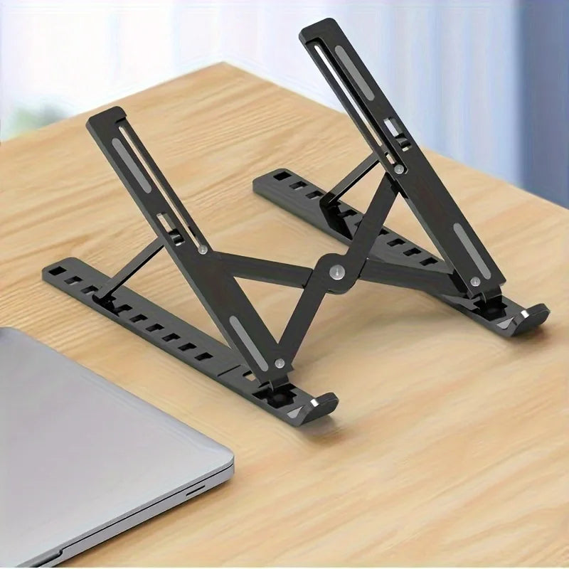 Portable Laptop Stand | 10-Level Folding Notebook Holder Laptop Stand QXL black