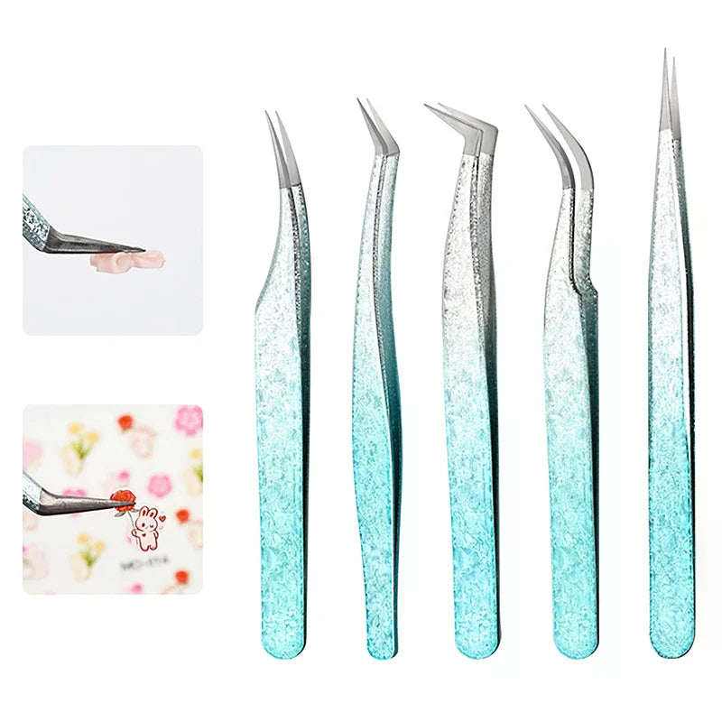 2-Pack Anti-Static Eyelash Extension Tweezers | Ice Flower Lash Extension Tweezers QXL