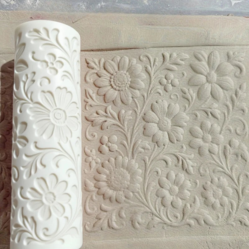Victorian Daisy Vine Clay Roller | Floral Texture Craft Tool Clay Texture Roller QXL
