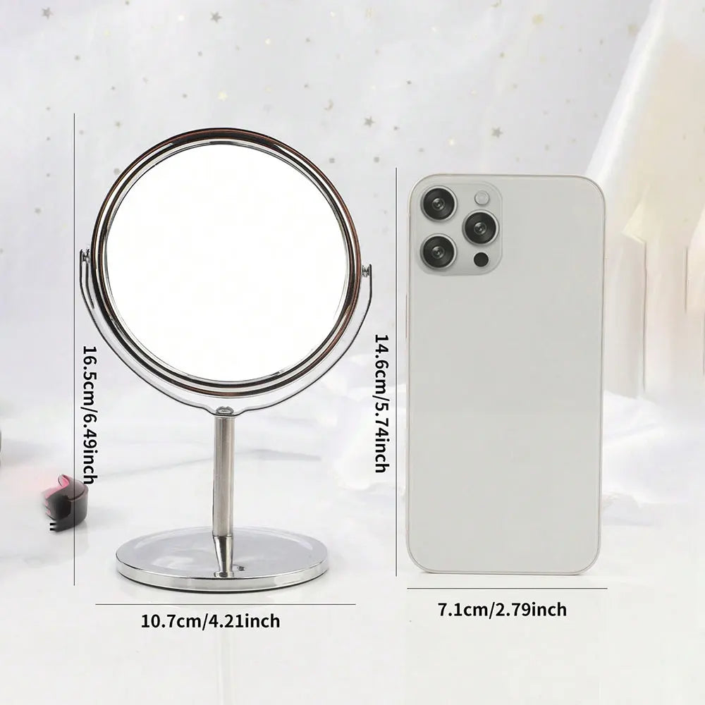 Double-Sided Vanity Mirror with 2X Magnification & Stand Vanity Makeup Mirror QXL 3in-Silvery