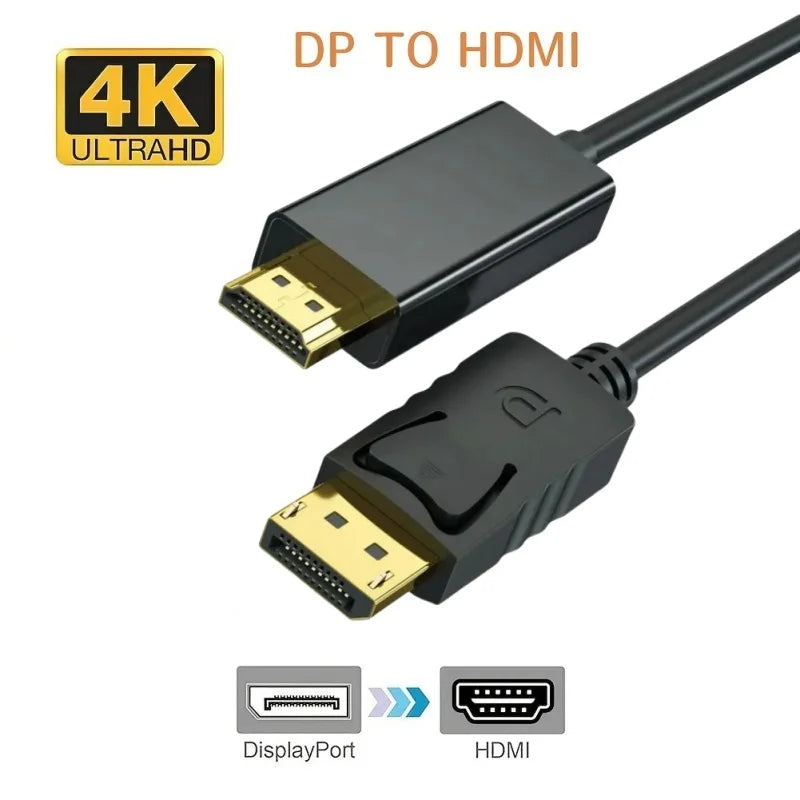 4K DisplayPort to HDMI Cable | DP to HDMI Male to Female DisplayPort HDMI Cable QXL