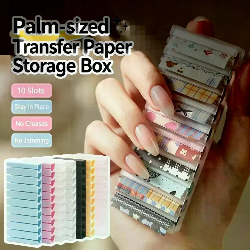 10-Slot Nail Art Transfer Foil Storage Box | Portable Organizer Nail Foil Organizer QXL