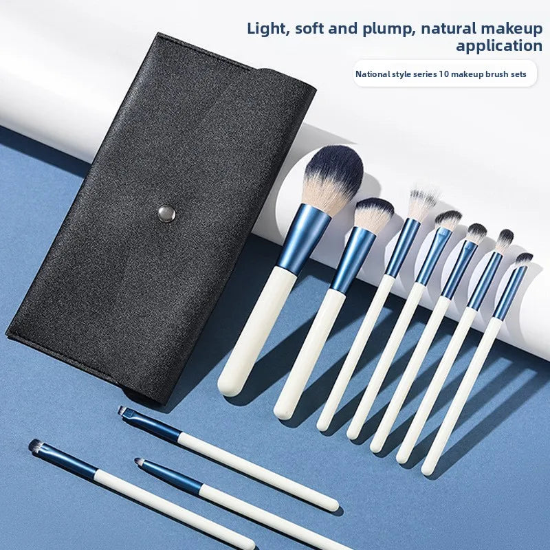 10-Piece Soft Fiber Makeup Brush Set – Face & Eye Kit Makeup Brush Set QXL