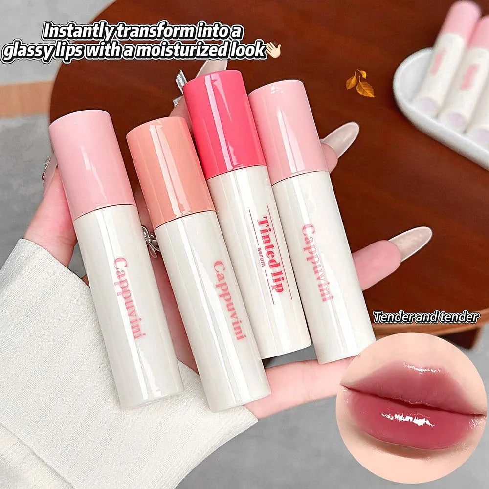 Tinted Lip Serum Oil | Glassy Mirror Lip Gloss & Hydrating Tint Tinted Lip Serum QXL