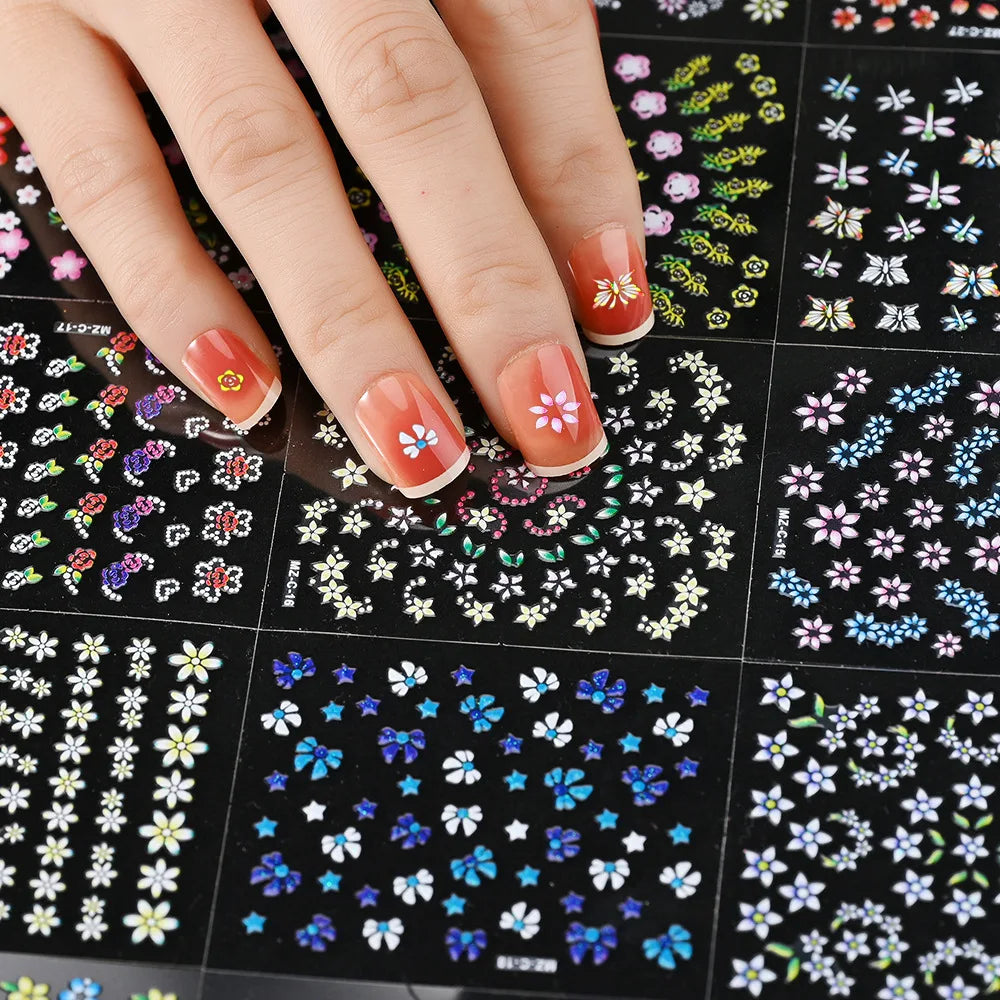 5D Flower Nail Art Stickers 5-Pack | Kawaii Floral Decals Nail Art Stickers QXL