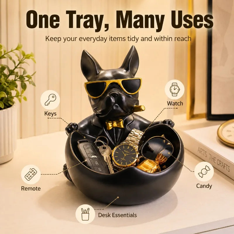 French Bulldog Resin Organizer Tray | Key & Desktop Storage Decorative Organizer Tray QXL