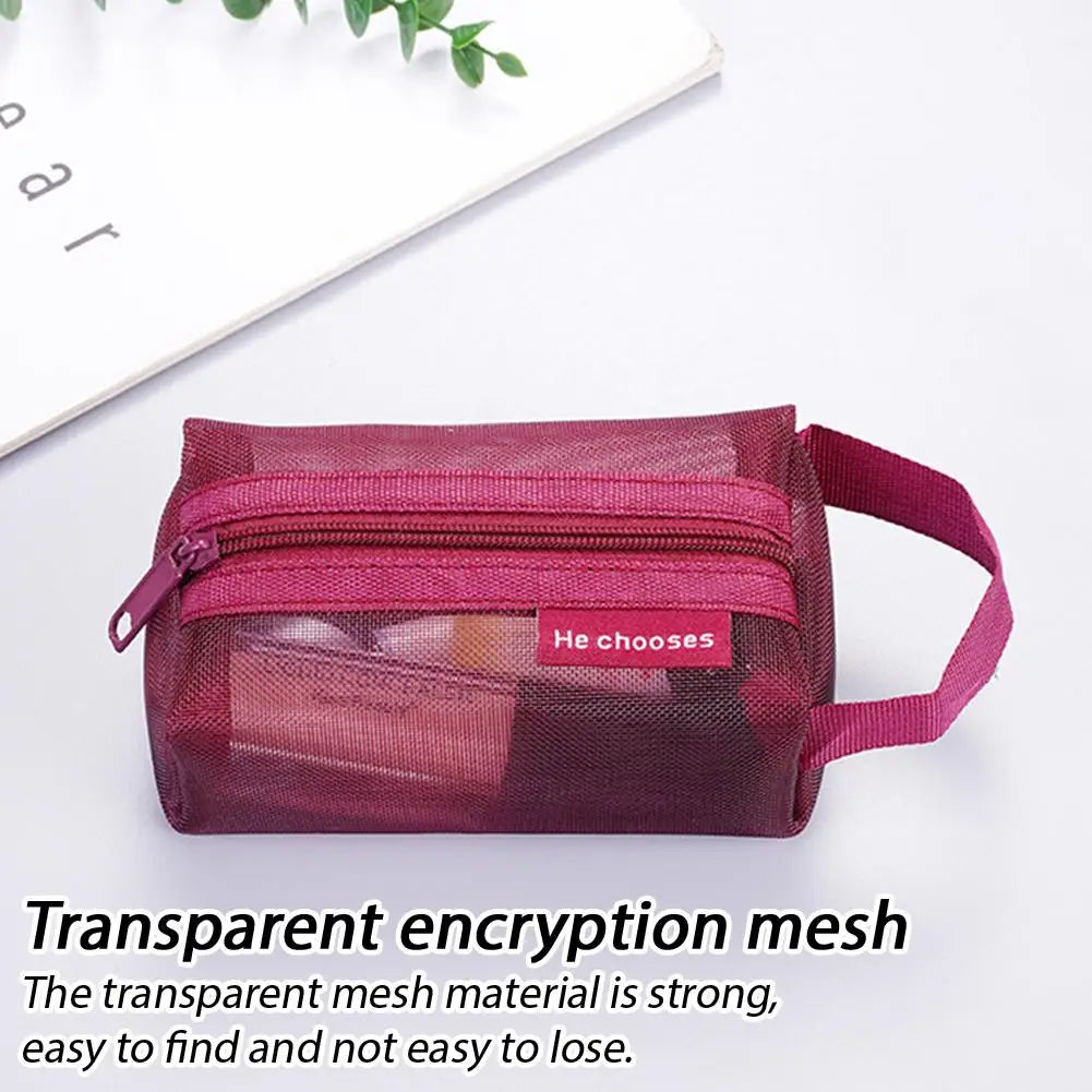 Small Square Mesh Zipper Pouch | Travel Storage Bag Mesh Zipper Pouch QXL