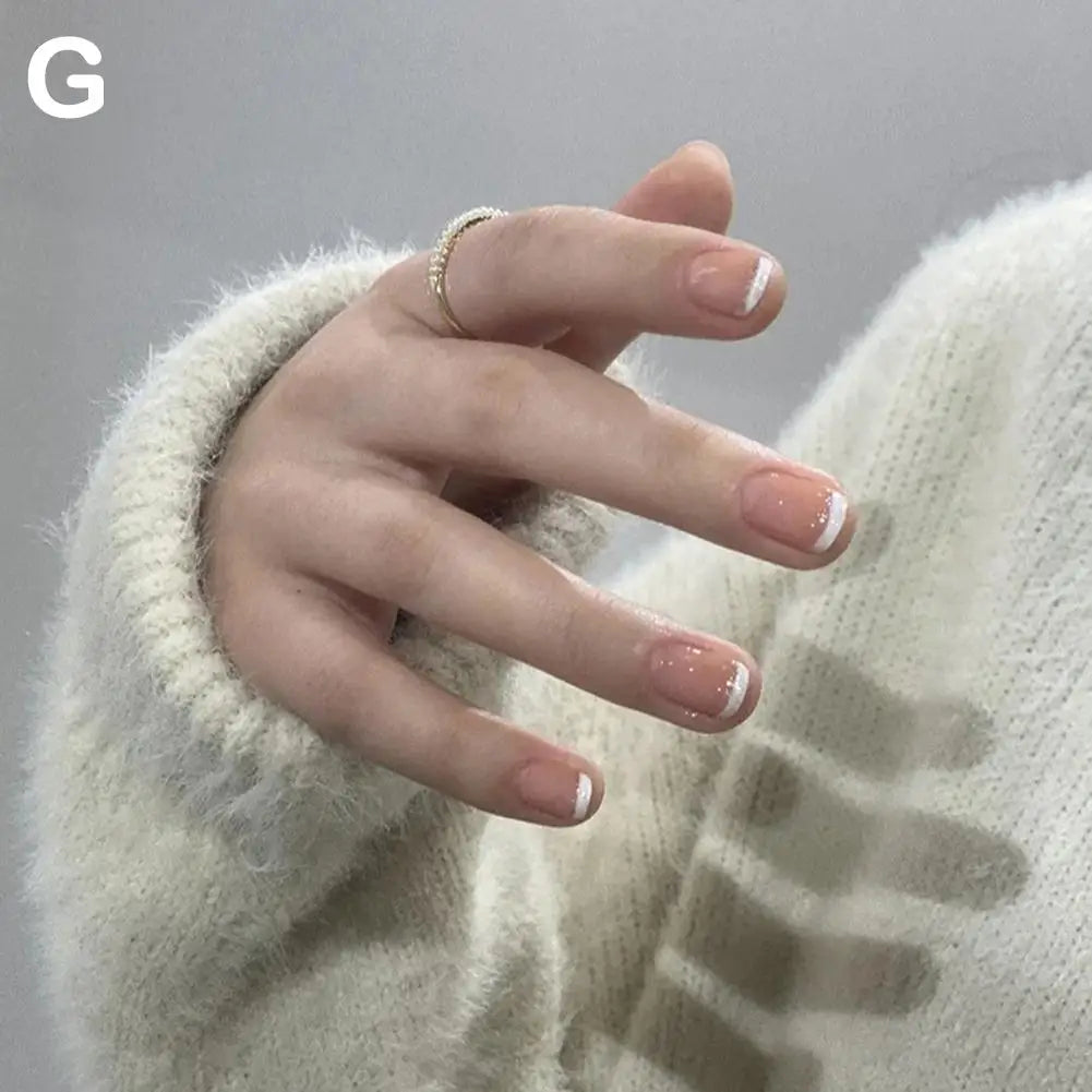 24-Pc French Square Press-On Nails | Nude Pink Glitter & More Press-On Nail Set QXL G