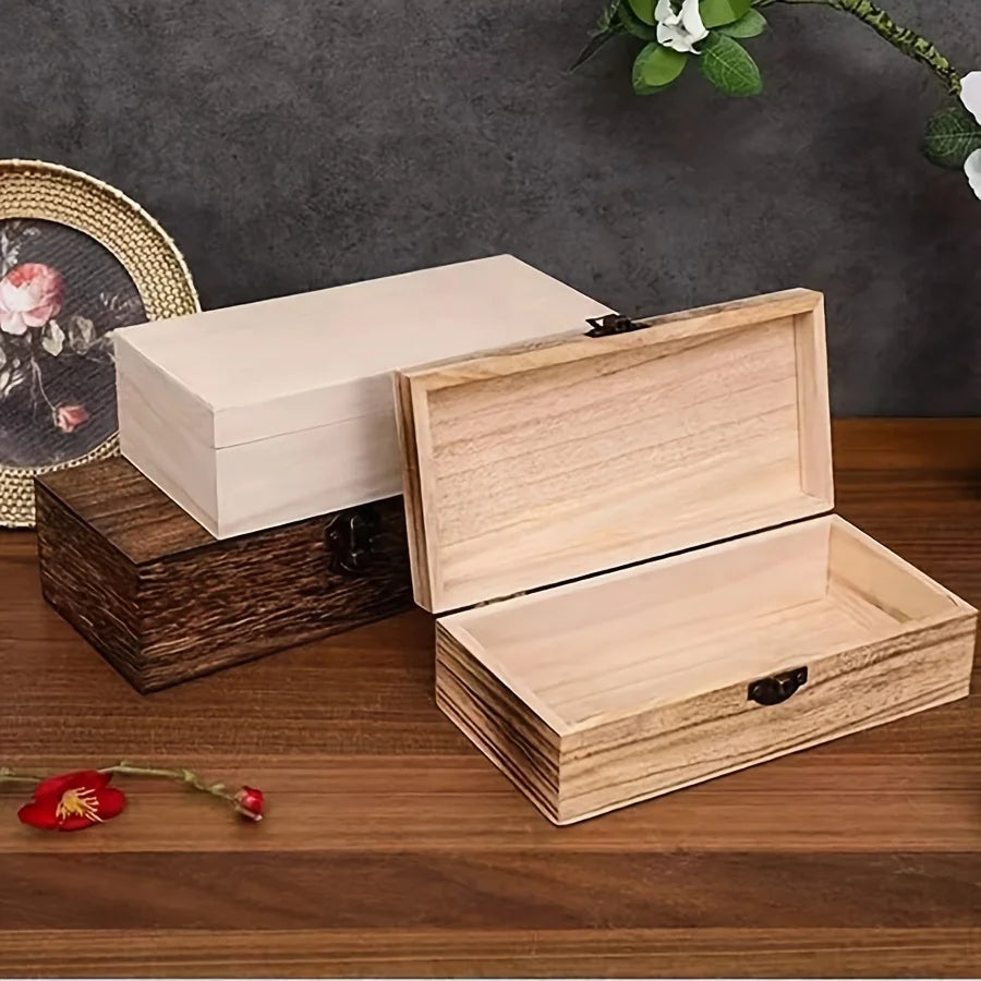 Wooden Storage Box with Lid | Vintage Jewelry Organizer Decorative Storage Box QXL