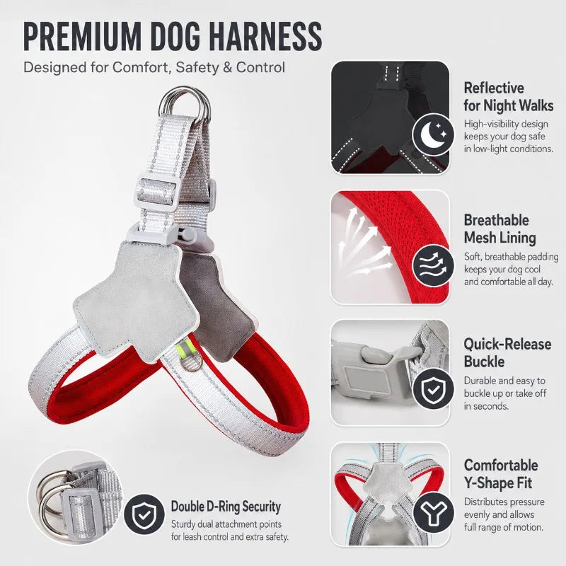 Reflective Y-Shape Dog Harness | Breathable Mesh Vest S–XL Dog Harness QXL