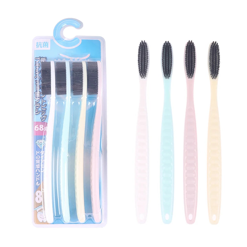 4-Pack Adult Long Head Toothbrush | Deep Clean Soft Bristles Adult Toothbrush Set QXL